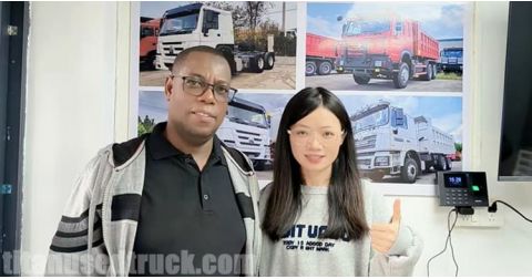 Angola Customer Came to TITAN Vehicle to Buy 6x4 Pre Owned Howo Dump Truck 