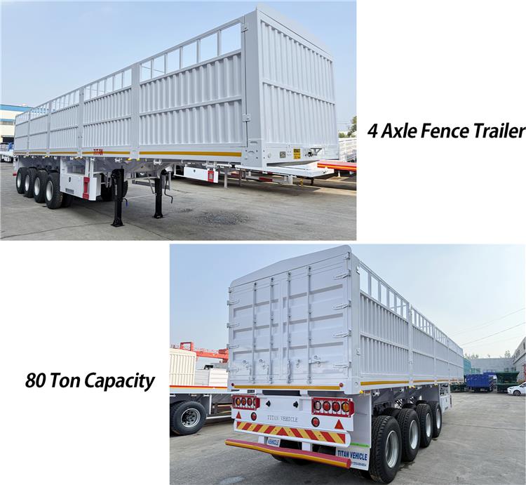 4 Axle 80 Ton Fence Cargo Semi Trailer for Sale In Sudan