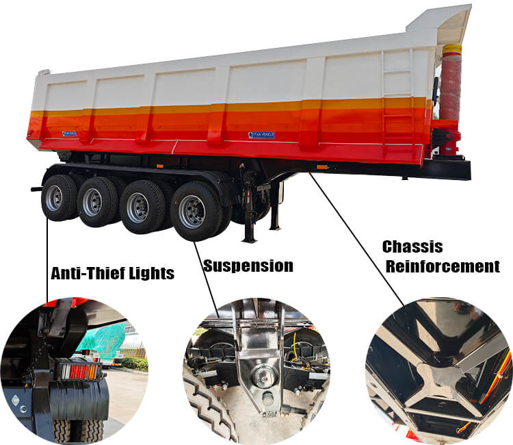 4 Axle End Dump Semi Trailer for Sale in Tanzania