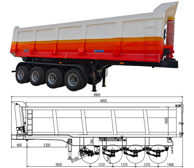 4 Axle End Dump Semi Trailer for Sale in Tanzania