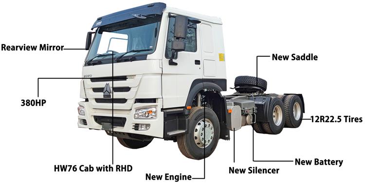 White Used Howo 380 Tractor Truck for Sale In Congo