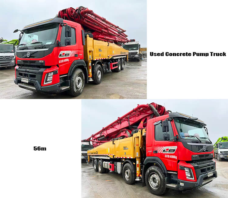 Used 56m Volvo Sany Boom Pump Truck for Sale