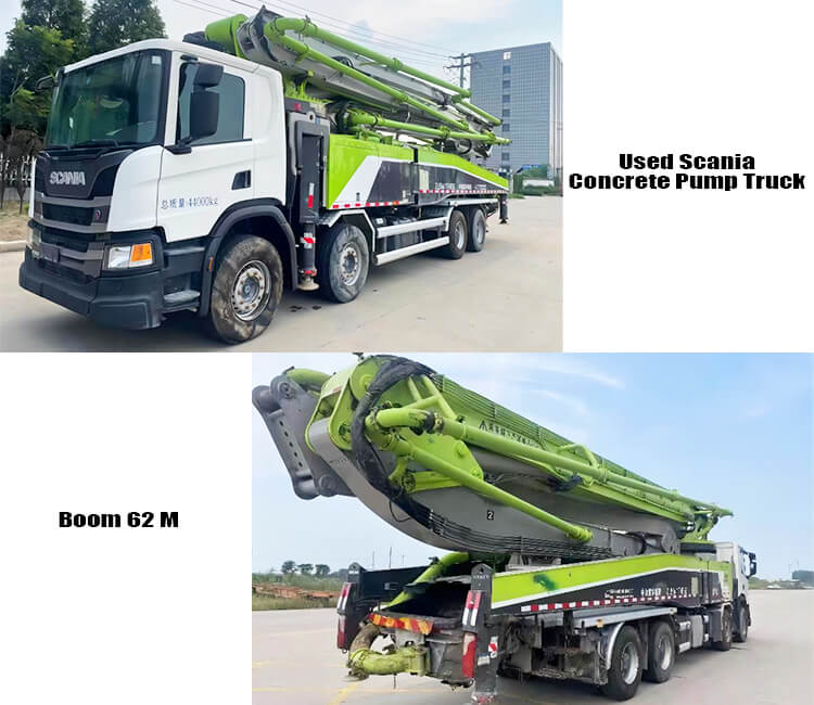 62m Scania Used Concreter Pump Truck with Boom for Sale
