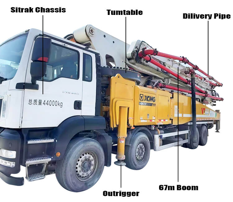 67m Xcmg Used Boom Concrete Pump Truck for Sale